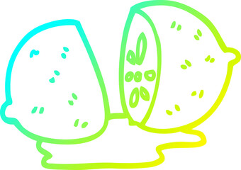 cold gradient line drawing cartoon citrus fruit