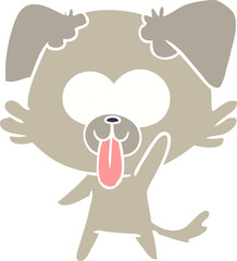 flat color style cartoon dog with tongue sticking out
