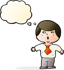 cartoon shocked boy with thought bubble