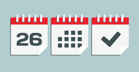 Vector icon page calendar - 26 day, agenda, done