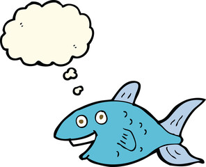 cartoon fish with thought bubble