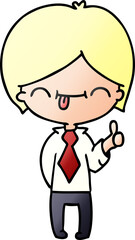 gradient cartoon of boy with thumb up