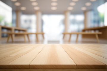 Empty Beautiful wood table and clean white modern interior room background, Ready for product montage
