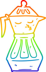 rainbow gradient line drawing cartoon coffee pot