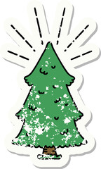 grunge sticker of tattoo style pine tree