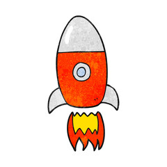 textured cartoon flying rocket