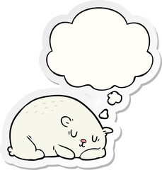 cartoon polar bear and thought bubble as a printed sticker