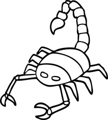 line drawing cartoon of a scorpion