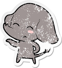distressed sticker of a cute cartoon elephant