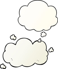 cartoon cloud and thought bubble in smooth gradient style