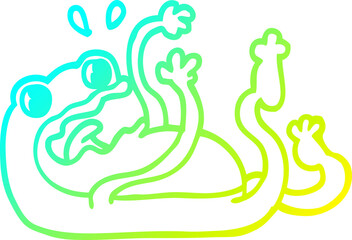 cold gradient line drawing cartoon frog