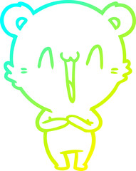 cold gradient line drawing happy bear cartoon