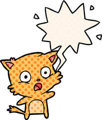 cartoon cat and speech bubble in comic book style