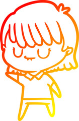 warm gradient line drawing cartoon woman