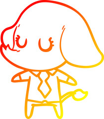 warm gradient line drawing cute cartoon elephant