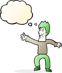 cartoon vampire with thought bubble