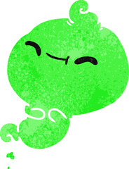 retro cartoon of kawaii scary ghost