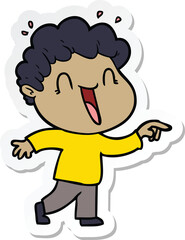 sticker of a cartoon happy man