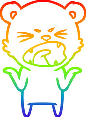 rainbow gradient line drawing angry cartoon polar bear