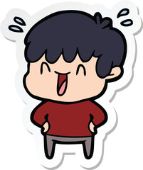 Obraz premium sticker of a cartoon laughing boy