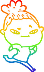 rainbow gradient line drawing cartoon woman