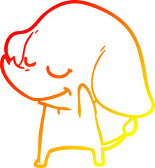 warm gradient line drawing cartoon smiling elephant
