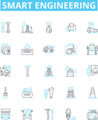 Smart engineering vector line icons set. engineer, smart, engineering, intelligent, automation, electronics, networking illustration outline concept symbols and signs