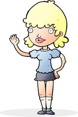 Fototapeta premium cartoon waving woman