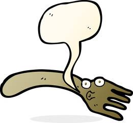 cartoon fork with speech bubble