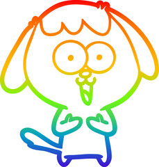 rainbow gradient line drawing cute cartoon dog