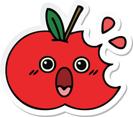 sticker of a cute cartoon red apple