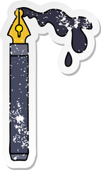 distressed sticker of a quirky hand drawn cartoon ink pen