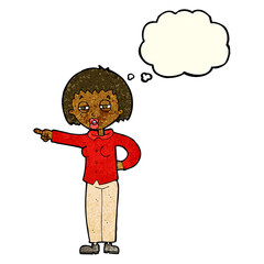 cartoon woman telling off with thought bubble