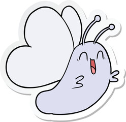 sticker of a funny cartoon butterfly