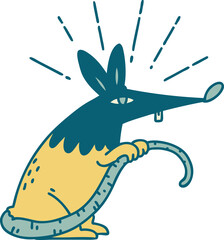 traditional tattoo style sneaky rat