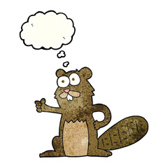 thought bubble textured cartoon beaver