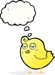 cartoon bird with thought bubble