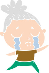 flat color style cartoon crying woman