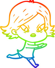 rainbow gradient line drawing cartoon stressed woman