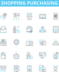 Shopping purchasing vector line icons set. Buying, Shopping, Acquiring, Purchase, Procurement, Ordering, Obtaining illustration outline concept symbols and signs