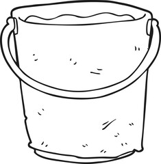 black and white cartoon bucket of water