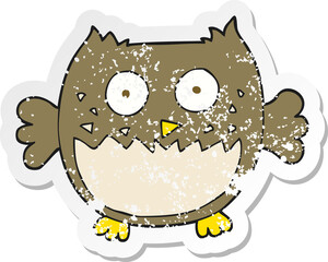 retro distressed sticker of a cartoon owl