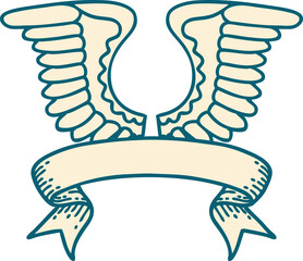tattoo with banner of a wing