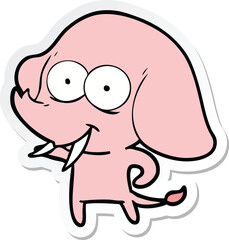 sticker of a happy cartoon elephant
