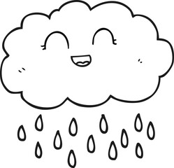 black and white cartoon rain cloud