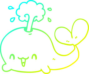cold gradient line drawing cartoon whale