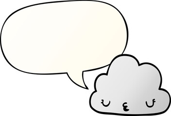 cute cartoon cloud and speech bubble in smooth gradient style