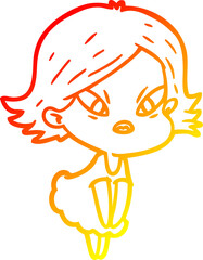 warm gradient line drawing cartoon stressed woman