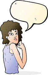 cartoon surprised woman with speech bubble
