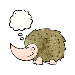 thought bubble textured cartoon hedgehog